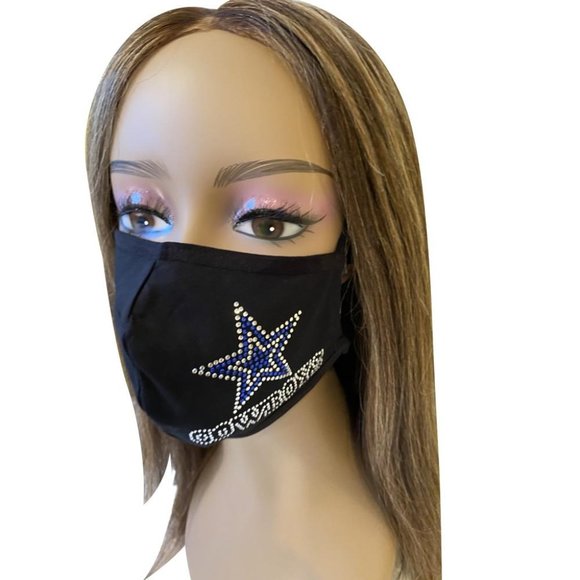 Dallas COWBOYS Bling Face Mask with Adjustable Ear Loops - Picture 1 of 10
